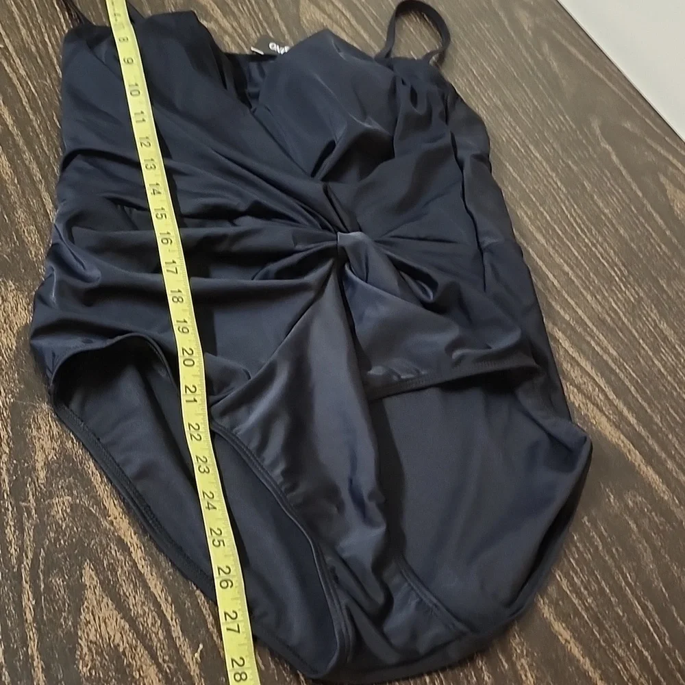 CATHERINE MALANDRINO Black Draped One-Piece Swimsuit Size Large NWT